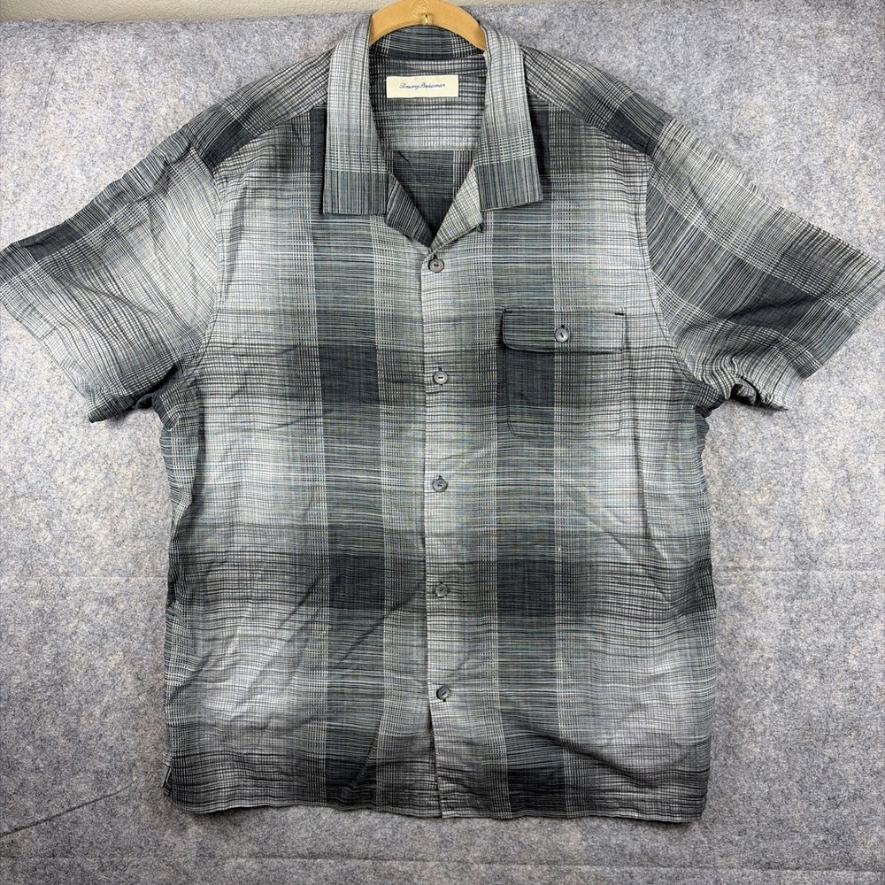 Tommy Bahama Mens 2XL Plaid Collar Short Sleeve Resortwear Camp Gorpcore